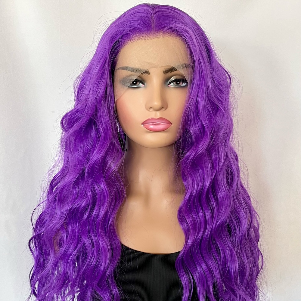 Gorgeous Purple Passion Color 13x2.5 Premium Fiber Lace Front Wig for Events..💜